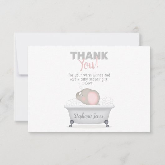 Baby Elephant Bubble Bath Girl Baby shower Kaart (Voorkant)