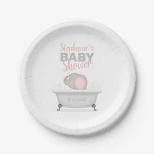 Baby Elephant Bubble Bath Girl Baby shower Papieren Bordje