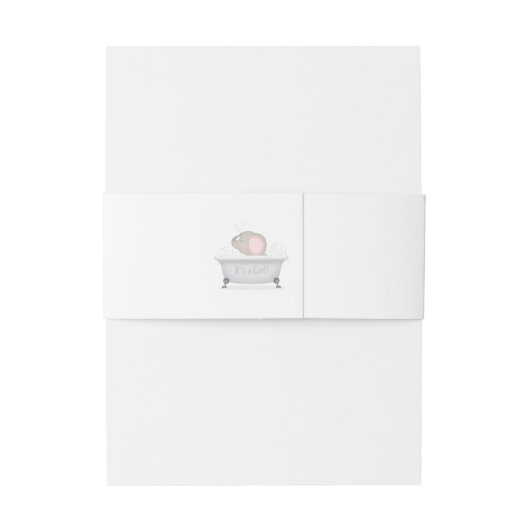 Baby Elephant Bubble Bath Girl Baby shower Uitnodigingen Wikkel (Achterkant Voorbeeld)