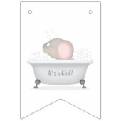 Baby Elephant Bubble Bath Girl Baby shower Vlaggetjes (Eerste vlag)