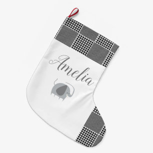 Baby Elephant Cartoon Black Play Personaliseren Grote Kerstsok