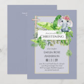 Baby Elephant CHRISTENING Invitation pour les fill (Devant / Derrière)