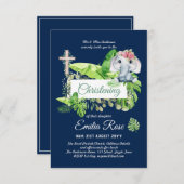 Baby Elephant CHRISTENING Invitation pour les fill (Devant / Derrière)