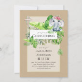 Baby Elephant CHRISTENING Invitation pour les fill (Devant)