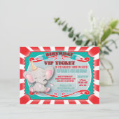 Baby Elephant Circus Ticket Birthday Uitnodiging (Staand voorkant)