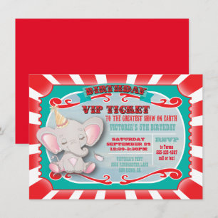 Baby Elephant Circus Ticket Birthday Uitnodiging