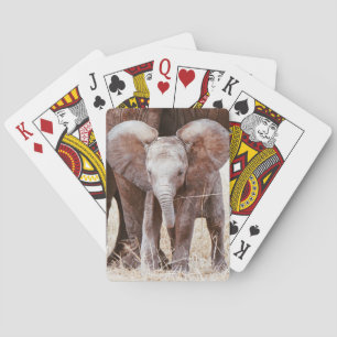 Baby Elephant Cute African Elephant met mama Pokerkaarten