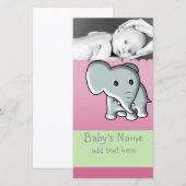 Baby Elephant Faire-part (Devant / Derrière)