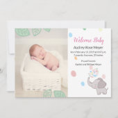 Baby Elephant Faire-part de naissance (Devant)