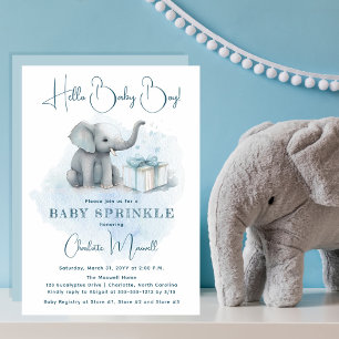 Baby Elephant Hallo Baby Boy Blue Baby Kaart