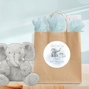 Baby Elephant Hallo Baby Boy Blue Baby Ronde Sticker