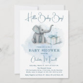 Baby Elephant Hallo Baby Boy Blue Baby shower Kaart (Voorkant)