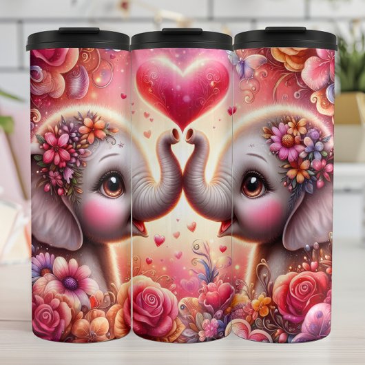 Baby Elephant Heart Floral Thermosbeker