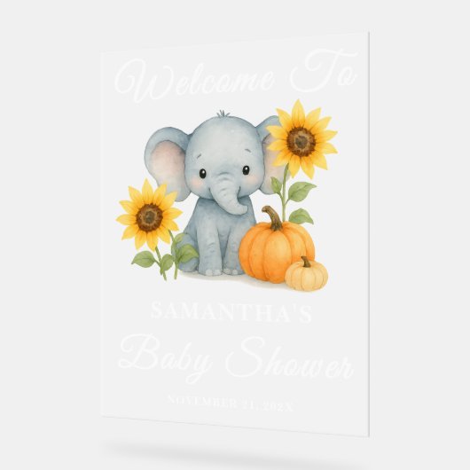 Baby Elephant Herfst Baby shower Welkom Frosted Acryl Bord (Hoek)