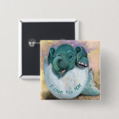 Baby Elephant in Egg Button - Ik hou van je MOM (Voorkant /achterkant)