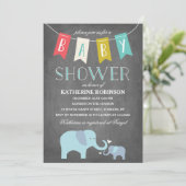 Baby éléphant | Invitation baby shower (Debout devant)