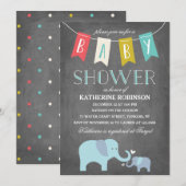 Baby éléphant | Invitation baby shower (Devant / Derrière)