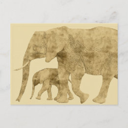 Baby Elephant met moeder Briefkaart