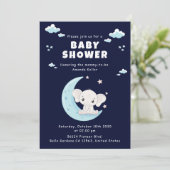 Baby Elephant Moon Baby shower Kaart (Staand voorkant)