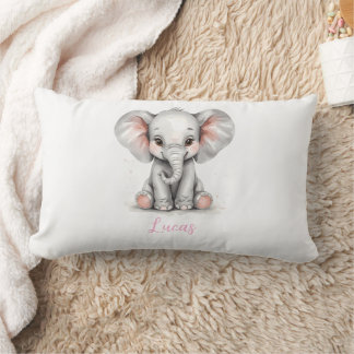 Baby Elephant Nursery Lumbar Pillow with Custom Nm Kussen