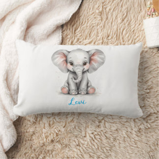 Baby Elephant Nursery Lumbar Pillow with Custom Nm Kussen