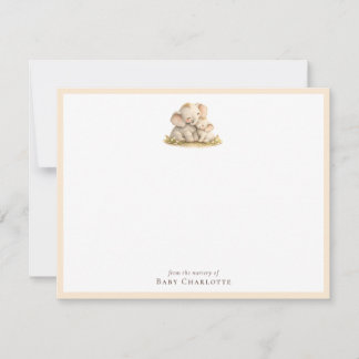 Baby Elephant Nursery Note Card – Personalized Notitiekaartje
