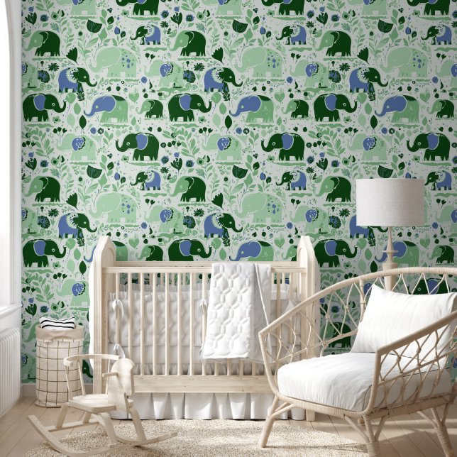 Baby Elephant Pattern 2 Behang (Kinderen)