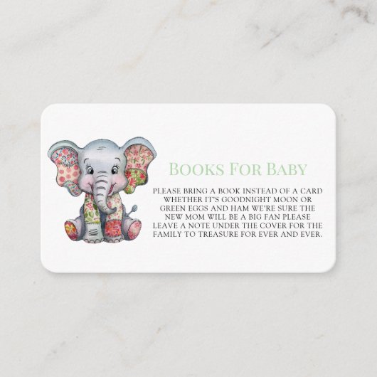 Baby Elephant Sewn Patchwork Boeken voor Baby Informatiekaartje (Voorkant)