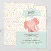 Baby Elephant Shower Invitation Kaart (Voorkant / Achterkant)