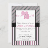 Baby Elephant Shower Invitation (roze) Kaart (Voorkant)