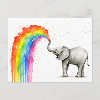 Baby Elephant Spuiten Regenboog Kaart Stationery