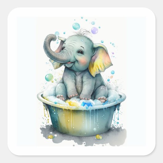 Baby Elephant - Sticker Carré de temps de bain (Devant)