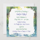 Baby Elephant Themed | First Birthday Party Kaart (Achterkant)