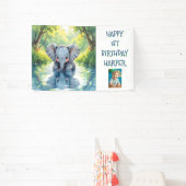 Baby Elephant Themed Personalized Birthday Party Spandoek (Insitu)