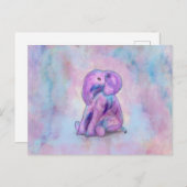 Baby Elephant waterverf pastels Briefkaart (Voorkant / Achterkant)