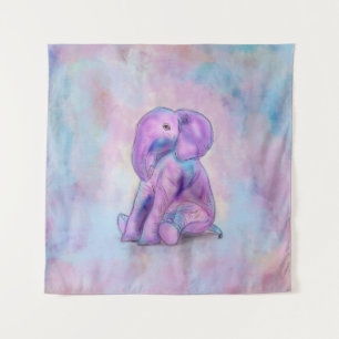 Baby Elephant waterverf pastels Wandkleed
