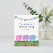 Baby Elephants Birthday Uitnodiging (Staand voorkant)