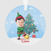 Baby Elf Kerstversiering, Aangepaste Foto & Naam Ornament (achterkant)