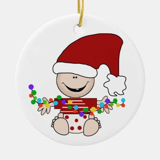 Baby Elf met lamphuis Keramisch Ornament (Voorkant)