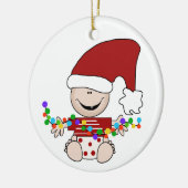 Baby Elf met lamphuis Keramisch Ornament (Links)