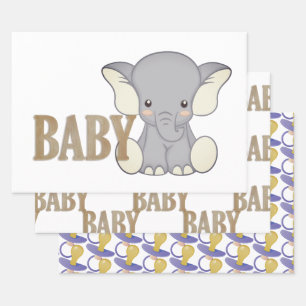 Baby-elfant en Pacifier Inpakpapier Vel