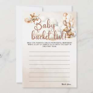 BABY EMMER LIJST Baby Shower Spel Cute Beer Kaart