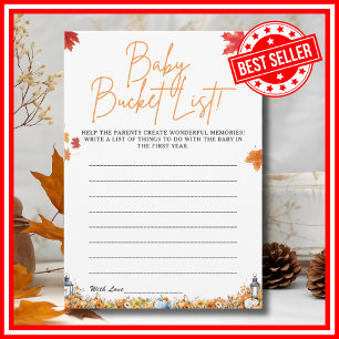 BABY EMMER LIJST Baby Shower Spel Cute Beer Kaart