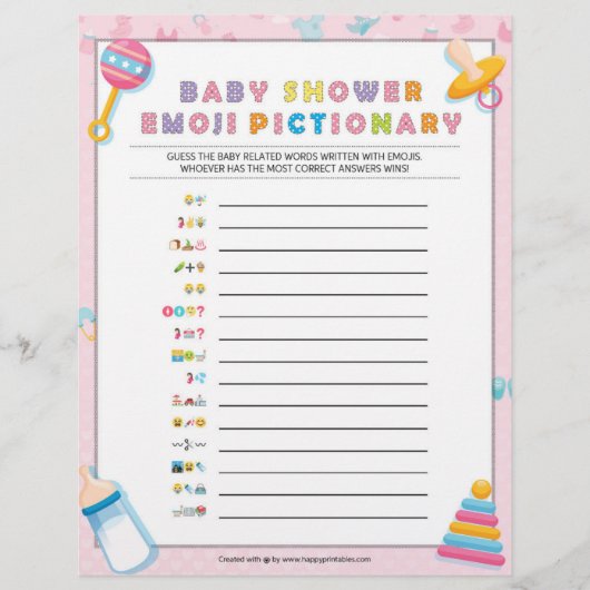 Baby Emoji Pictionary [Basics Pink] Briefhoofd (Voorkant)