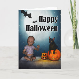 Baby en Bats Halloween Kaart