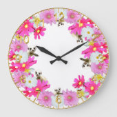 Baby en bloemen, wandklok grote klok (Voorkant)