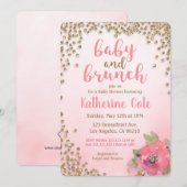 Baby en Brunch Baby shower Glitter Uitnodiging (Voorkant / Achterkant)