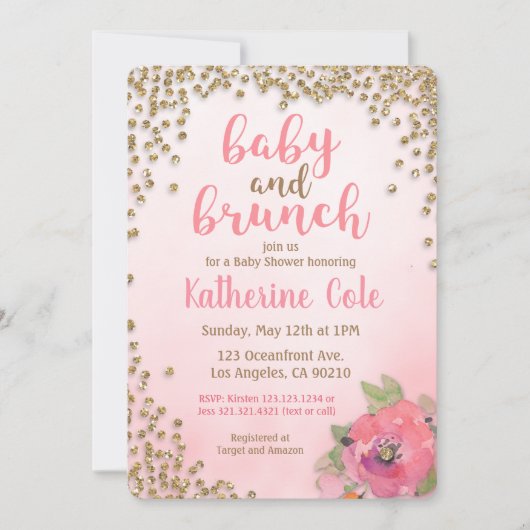 Baby en Brunch Baby shower Glitter Uitnodiging (Voorkant)