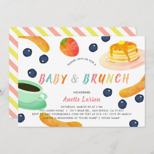Baby en Brunch Pancake Coffee Berry Baby shower Kaart