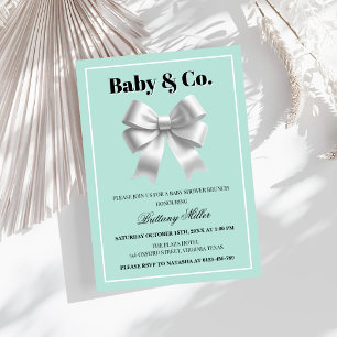 Baby en Co. Modern Tiffany Baby shower Invitation Kaart